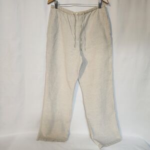 Liz‎ Claiborne Vintage 100% Linen Straight Leg Pants with Adjustable Waist